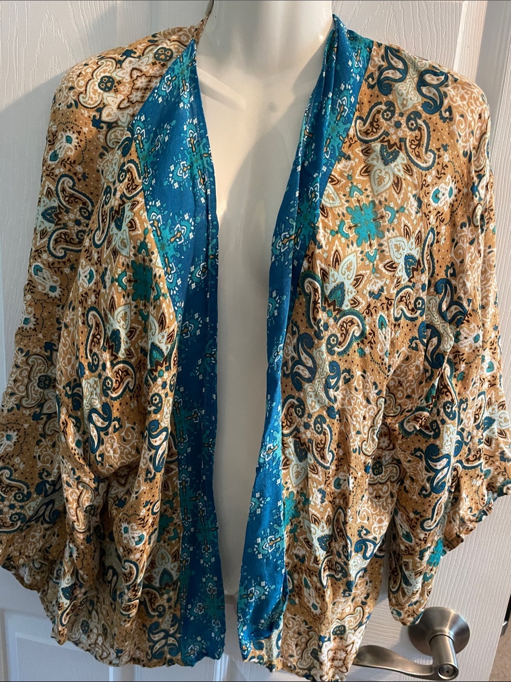 Bella Boho Paisley Open Kimono - Teal & Tan never worn
